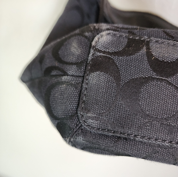 Vintage Coach Black Signature Canvas Shoulder Bag Purse - Picture 10 of 12